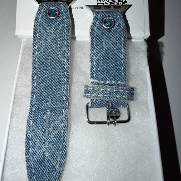Authentic Upcycled Chanel Denim Skinny Watchband by Spark’l- size 3 - Picture 3 of 5